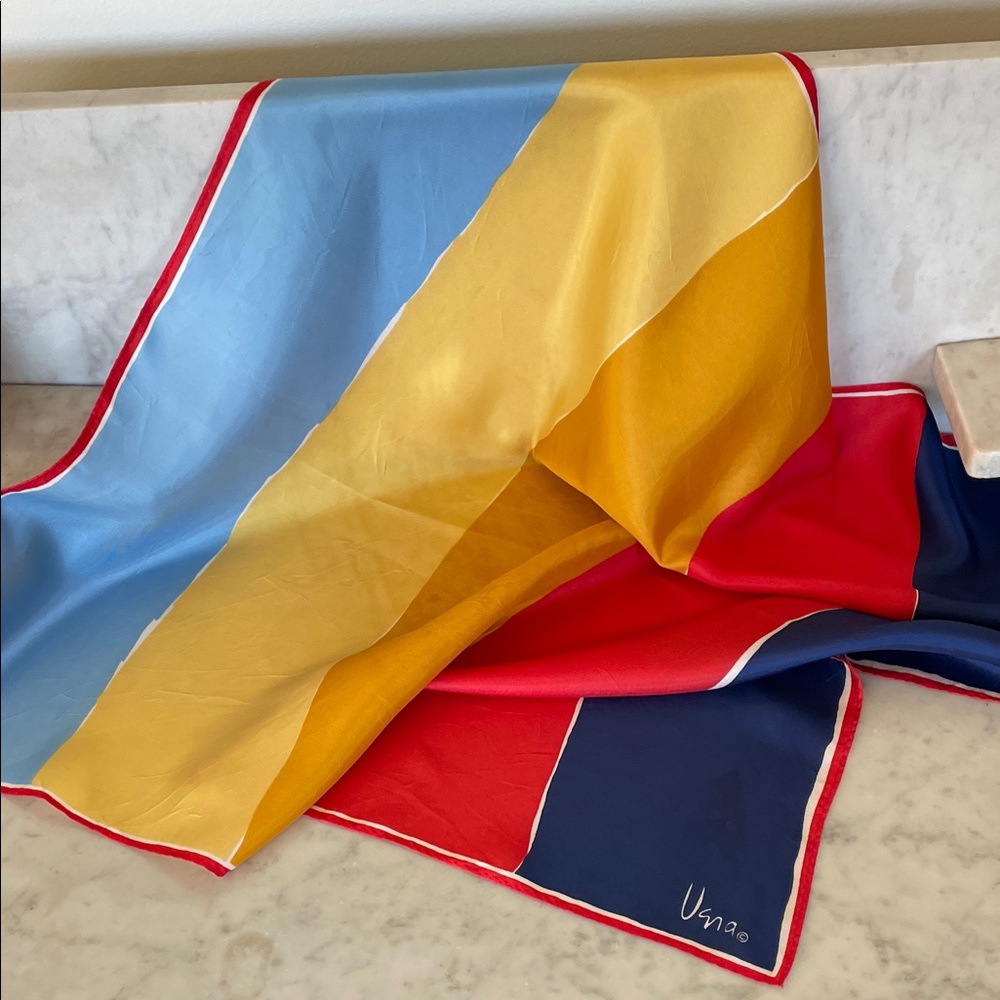 VERA NEUMANN Vintage Vibrant Colorblock Silky Square Scarf